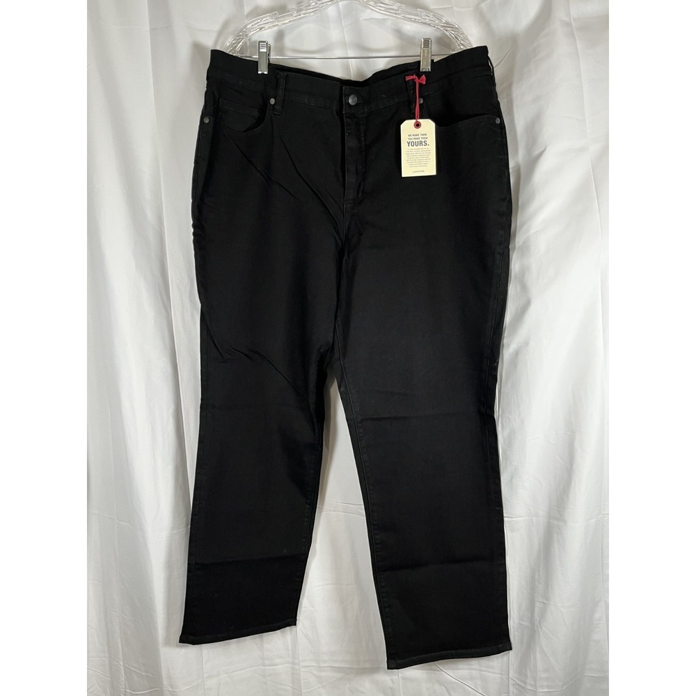 NWT Lands End Women's Plus High‎ Rise Straight Leg Jeans Black Denim  20W